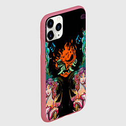 Чехол iPhone 11 Pro матовый Cyberpunk tatoo game steel japan, цвет: 3D-малиновый — фото 2