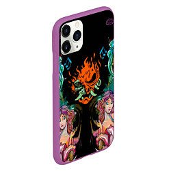 Чехол iPhone 11 Pro матовый Cyberpunk tatoo game steel japan, цвет: 3D-фиолетовый — фото 2