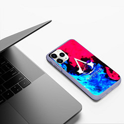 Чехол iPhone 11 Pro матовый Assassins Creed fight fire, цвет: 3D-светло-сиреневый — фото 2