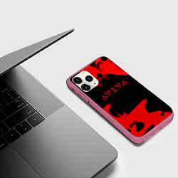 Чехол iPhone 11 Pro матовый Ведьмак лого огонь, цвет: 3D-малиновый — фото 2