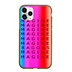 Чехол iPhone 11 Pro матовый Imagine Dragons neon rock, цвет: 3D-коричневый