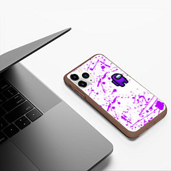 Чехол iPhone 11 Pro матовый Among us neon colors game, цвет: 3D-коричневый — фото 2