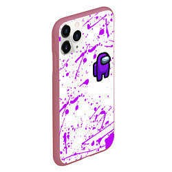 Чехол iPhone 11 Pro матовый Among us neon colors game, цвет: 3D-малиновый — фото 2