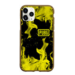 Чехол iPhone 11 Pro матовый PUBG жёлтый огонь, цвет: 3D-коричневый