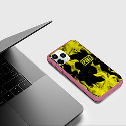 Чехол iPhone 11 Pro матовый PUBG жёлтый огонь, цвет: 3D-малиновый — фото 2