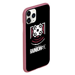 Чехол iPhone 11 Pro матовый Радуга лого ачивки, цвет: 3D-малиновый — фото 2