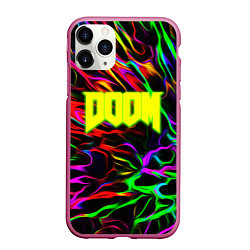 Чехол iPhone 11 Pro матовый Doom optical colors, цвет: 3D-малиновый