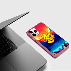Чехол iPhone 11 Pro матовый Samurai fire logo japan, цвет: 3D-малиновый — фото 2