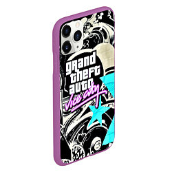 Чехол iPhone 11 Pro матовый GTA vice city grafiti, цвет: 3D-фиолетовый — фото 2