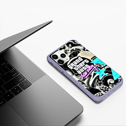 Чехол iPhone 11 Pro матовый GTA vice city grafiti, цвет: 3D-светло-сиреневый — фото 2