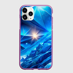 Чехол iPhone 11 Pro матовый Синяя объемная абстракция со вспышкой, цвет: 3D-фиолетовый