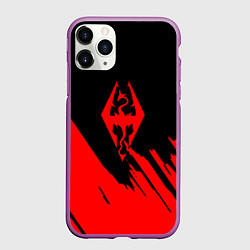 Чехол iPhone 11 Pro матовый The elder scrolls красные штрихи, цвет: 3D-фиолетовый