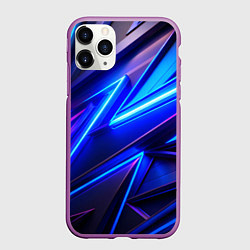 Чехол iPhone 11 Pro матовый Яркие неоновые геометрические линии