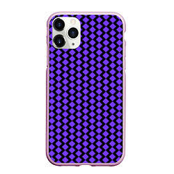 Чехол iPhone 11 Pro матовый Паттерн фиолетовые ромбы, цвет: 3D-розовый