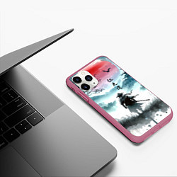 Чехол iPhone 11 Pro матовый Japanese samurai - ghost of Tsushima, цвет: 3D-малиновый — фото 2