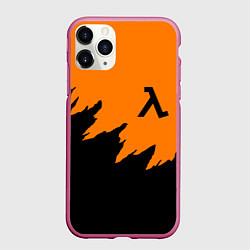 Чехол iPhone 11 Pro матовый Half life чёрно оранжевый, цвет: 3D-малиновый