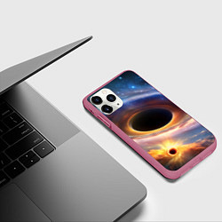 Чехол iPhone 11 Pro матовый Чёрная дыра поглощает вселенную, цвет: 3D-малиновый — фото 2