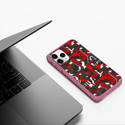 Чехол iPhone 11 Pro матовый Абстракция геометрический паттерн, цвет: 3D-малиновый — фото 2