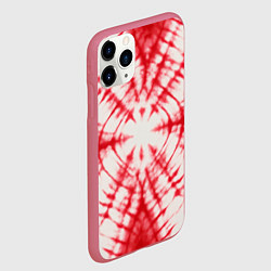 Чехол iPhone 11 Pro матовый Тай-дай бело-красный, цвет: 3D-малиновый — фото 2