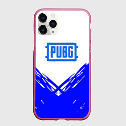 Чехол iPhone 11 Pro матовый PUBG синие краски, цвет: 3D-малиновый