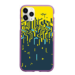 Чехол iPhone 11 Pro матовый Яркий абстрактный геометрический рисунок для спорт, цвет: 3D-фиолетовый