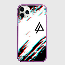 Чехол iPhone 11 Pro матовый Linkin park краски глитч, цвет: 3D-фиолетовый