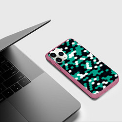 Чехол iPhone 11 Pro матовый Милитари стекло текстура, цвет: 3D-малиновый — фото 2