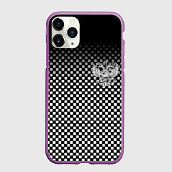 Чехол iPhone 11 Pro матовый Россия клетка паттерн, цвет: 3D-фиолетовый