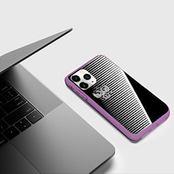 Чехол iPhone 11 Pro матовый Герб текстура геомтерия, цвет: 3D-фиолетовый — фото 2