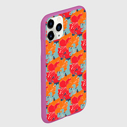 Чехол iPhone 11 Pro матовый Красные синие оранжевые лилии, цвет: 3D-фиолетовый — фото 2