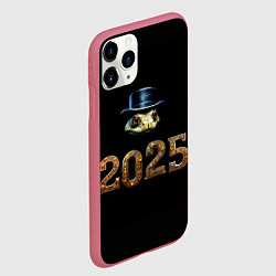 Чехол iPhone 11 Pro матовый Змея в стиле стимпанк в цилиндре символ нового год, цвет: 3D-малиновый — фото 2