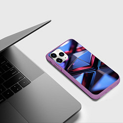 Чехол iPhone 11 Pro матовый Абстрактные фиолетовые плиты со свечением, цвет: 3D-фиолетовый — фото 2