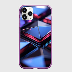 Чехол iPhone 11 Pro матовый Абстрактные фиолетовые плиты со свечением, цвет: 3D-фиолетовый