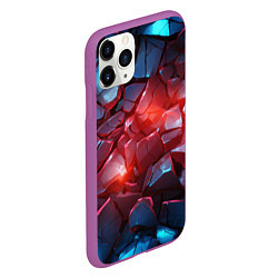 Чехол iPhone 11 Pro матовый Синие камни с красным светом, цвет: 3D-фиолетовый — фото 2