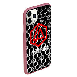 Чехол iPhone 11 Pro матовый Linkin park logo pattern, цвет: 3D-малиновый — фото 2