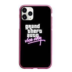 Чехол iPhone 11 Pro матовый GTA vice city logo, цвет: 3D-малиновый