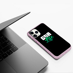 Чехол iPhone 11 Pro матовый GTA life logo, цвет: 3D-розовый — фото 2