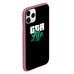 Чехол iPhone 11 Pro матовый GTA life logo, цвет: 3D-малиновый — фото 2