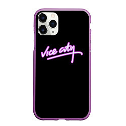 Чехол iPhone 11 Pro матовый Vice city logo neon, цвет: 3D-фиолетовый