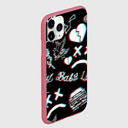 Чехол iPhone 11 Pro матовый Lil Peep logo glitch, цвет: 3D-малиновый — фото 2