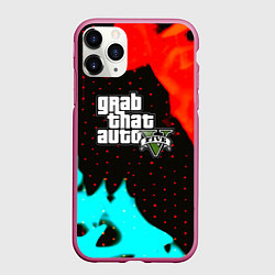 Чехол iPhone 11 Pro матовый GTA 5 огненный стиль паттерн, цвет: 3D-малиновый