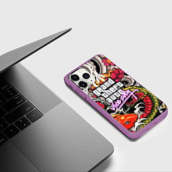 Чехол iPhone 11 Pro матовый GTA vice city yakudza, цвет: 3D-фиолетовый — фото 2
