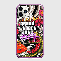 Чехол iPhone 11 Pro матовый GTA vice city yakudza, цвет: 3D-фиолетовый