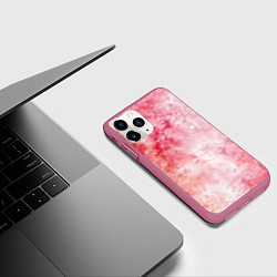 Чехол iPhone 11 Pro матовый Нежный тай-дай - воздушная абстракция, цвет: 3D-малиновый — фото 2