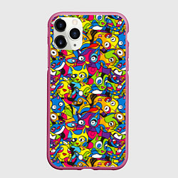 Чехол iPhone 11 Pro матовый Сумасшедшие креативные коты, цвет: 3D-малиновый