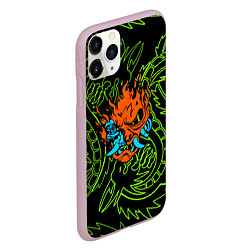 Чехол iPhone 11 Pro матовый Samurai dragon steel logo, цвет: 3D-розовый — фото 2