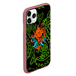 Чехол iPhone 11 Pro матовый Samurai dragon steel logo, цвет: 3D-малиновый — фото 2