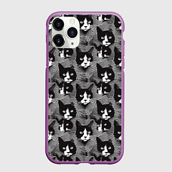 Чехол iPhone 11 Pro матовый Коты в оптической иллюзии, цвет: 3D-фиолетовый