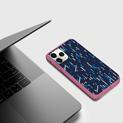 Чехол iPhone 11 Pro матовый Паттерн геометрическая абстракция, цвет: 3D-малиновый — фото 2