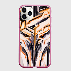 Чехол iPhone 11 Pro матовый Чёрно-бело-жёлтая абстракция, цвет: 3D-малиновый